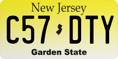 NJ license plate C57DTY