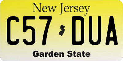 NJ license plate C57DUA