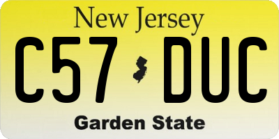 NJ license plate C57DUC