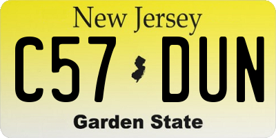 NJ license plate C57DUN
