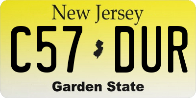NJ license plate C57DUR