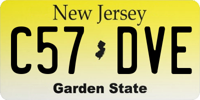NJ license plate C57DVE