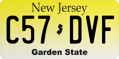 NJ license plate C57DVF