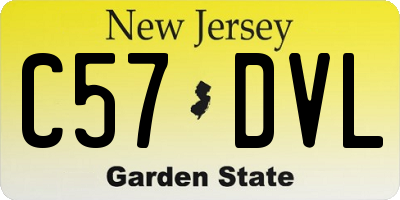NJ license plate C57DVL