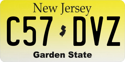 NJ license plate C57DVZ