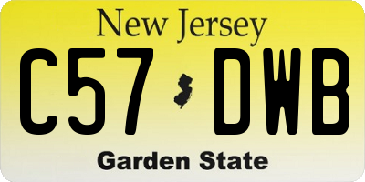 NJ license plate C57DWB