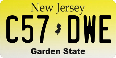 NJ license plate C57DWE