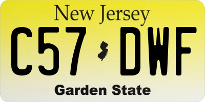 NJ license plate C57DWF