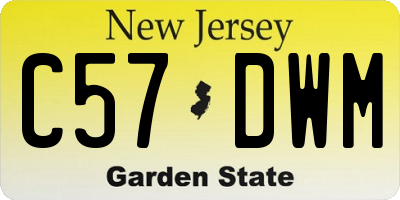 NJ license plate C57DWM