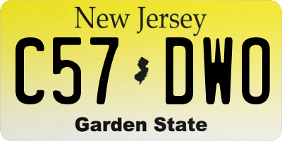 NJ license plate C57DWO