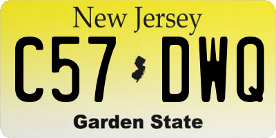 NJ license plate C57DWQ