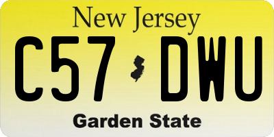 NJ license plate C57DWU