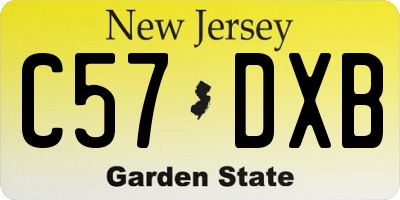 NJ license plate C57DXB