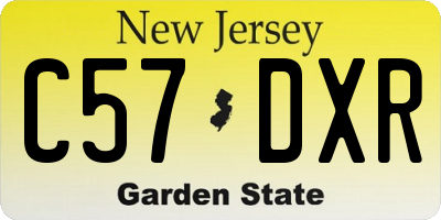 NJ license plate C57DXR