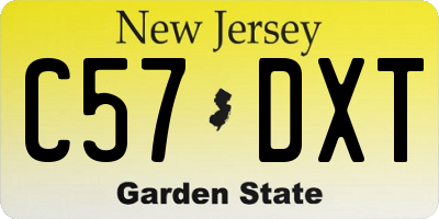 NJ license plate C57DXT