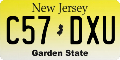 NJ license plate C57DXU