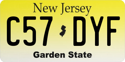 NJ license plate C57DYF