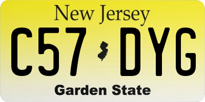 NJ license plate C57DYG
