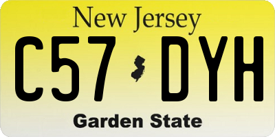 NJ license plate C57DYH