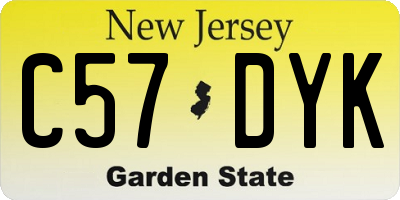 NJ license plate C57DYK