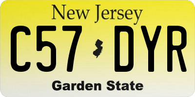 NJ license plate C57DYR