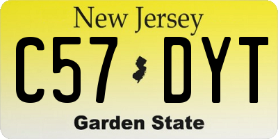 NJ license plate C57DYT