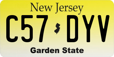 NJ license plate C57DYV