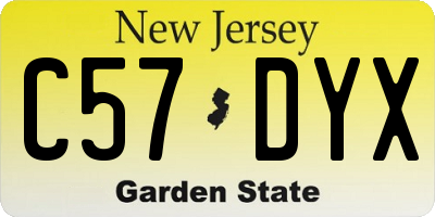 NJ license plate C57DYX
