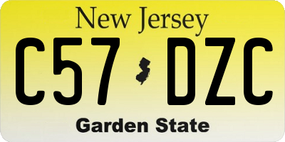 NJ license plate C57DZC