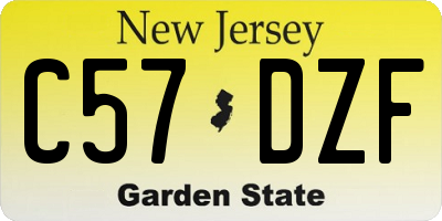 NJ license plate C57DZF