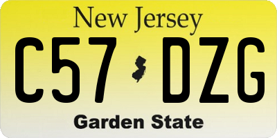 NJ license plate C57DZG