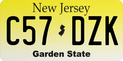NJ license plate C57DZK
