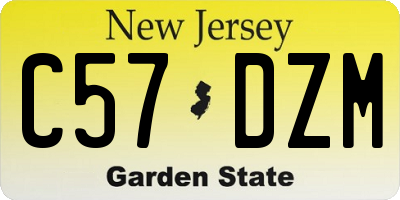 NJ license plate C57DZM
