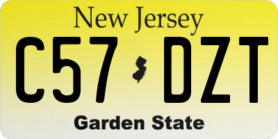 NJ license plate C57DZT