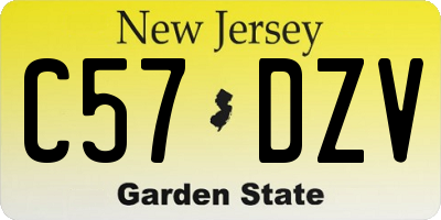 NJ license plate C57DZV