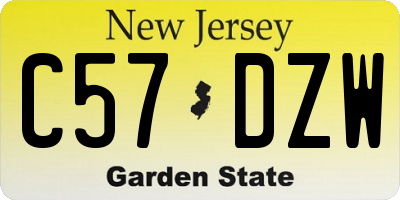 NJ license plate C57DZW