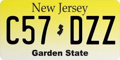 NJ license plate C57DZZ
