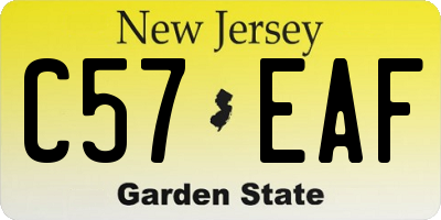 NJ license plate C57EAF
