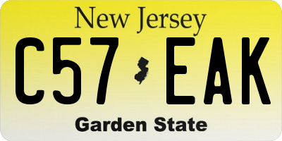 NJ license plate C57EAK