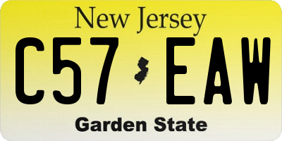 NJ license plate C57EAW