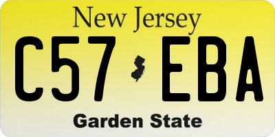 NJ license plate C57EBA
