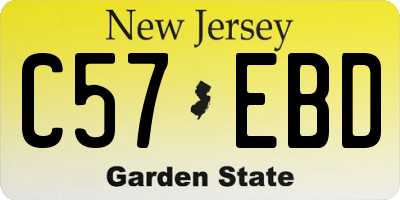 NJ license plate C57EBD