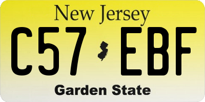 NJ license plate C57EBF