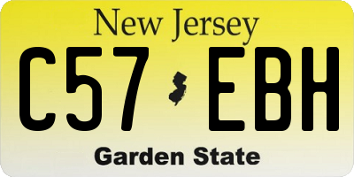 NJ license plate C57EBH