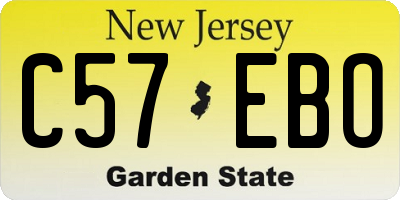 NJ license plate C57EBO