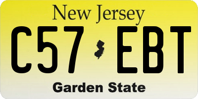 NJ license plate C57EBT