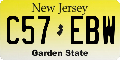 NJ license plate C57EBW