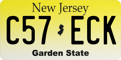 NJ license plate C57ECK