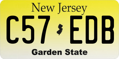 NJ license plate C57EDB
