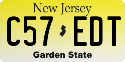 NJ license plate C57EDT